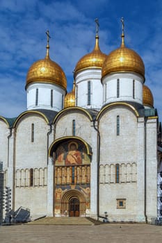 Cathedral of the Dormition is a Russian Orthodox church. It is located on the north side of Cathedral Square of the Moscow Kremlin, Russia