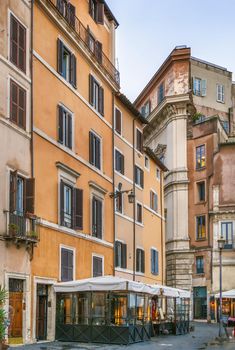 Street with historical houses in Rome old townd, Italy