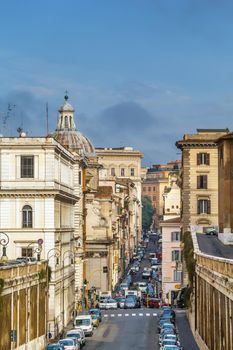 Street in historical center of Rome, Italy