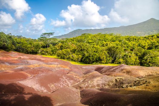 The Seven coloured earths near Chamarel, Mauritius, Africa