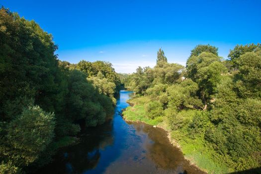 The River Jagst in Hohenlohe, Baden-Württemberg, Germany