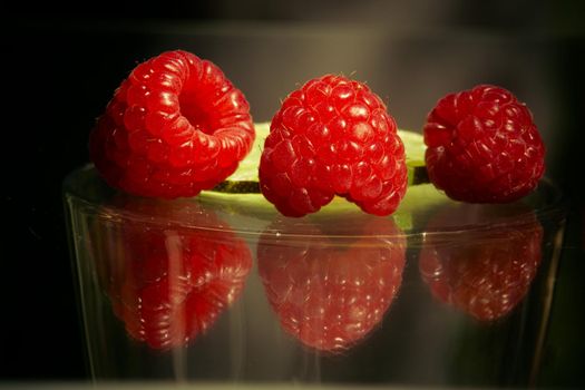 Raspberry on a dark Background