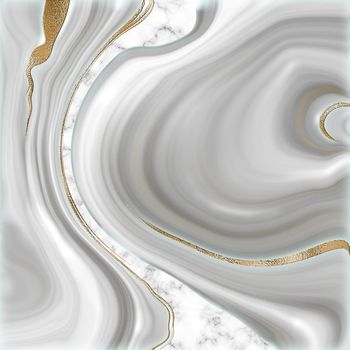 Beautiful grey abstract marble agate with golden veins. Abstract marbling agate texture and shiny gold curves background. Fluid marbling effect. Illustration