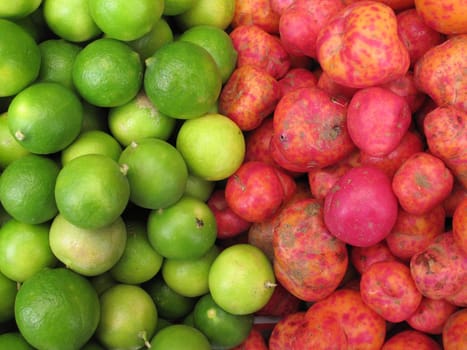 Fresh Red Potatoes and lemons Background