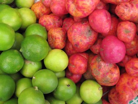 Fresh Red Potatoes and lemons Background