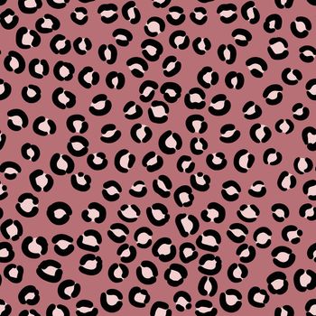 Abstract modern leopard seamless pattern. Animals trendy background. Pink and black decorative vector stock illustration for print, card, postcard, fabric, textile. Modern ornament of stylized skin.