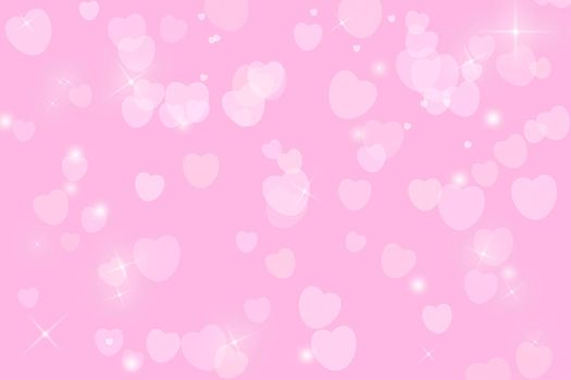 Abstract bright pink background with hearts and shimmer.