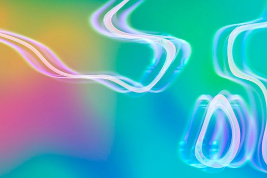Abstract gradient holographic background with glowing shapes