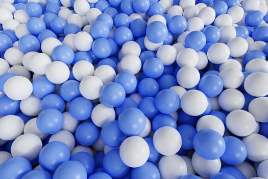 Blue and white balls or spheres background, 3d render illustration