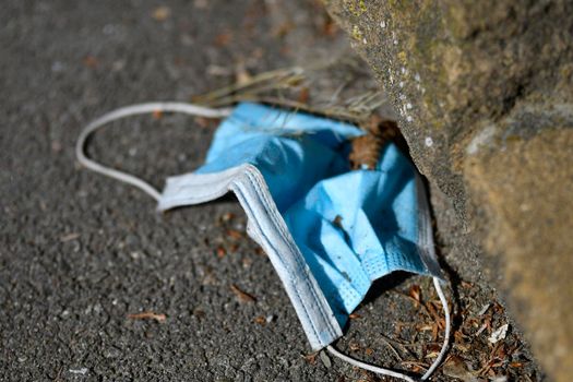 medical face mask, thrown away