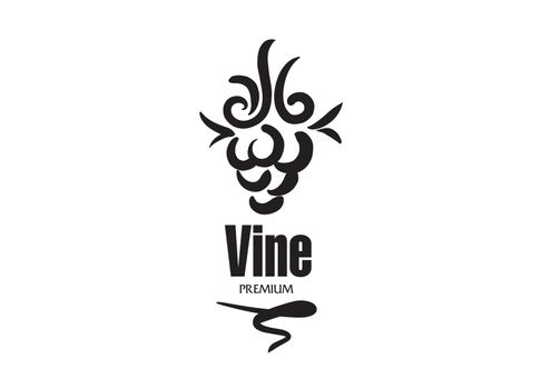 Vector logo drawn by hand. Bunch of grapes for making wine.