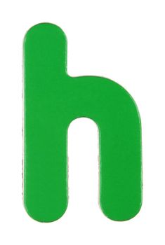 A lower case h magnetic letter on white with clipping path