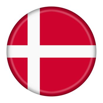 A Denmark flag button 3d illustration with clipping path