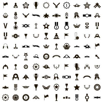 100 Awards icons set in simple style isolated on white background