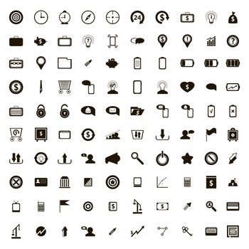 100 internet icons set in simple style on a white background