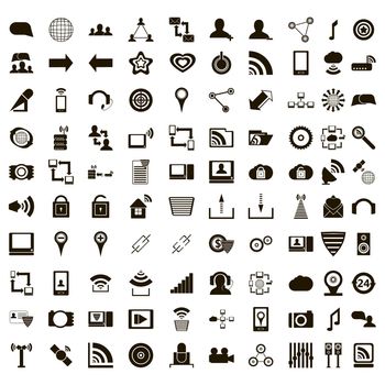 100 office icons set in simple style on a white background