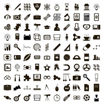 100 education icons set in simple style on a white background