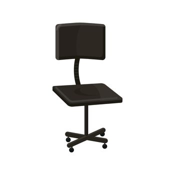 Black office chair icon in cartoon style on a white background