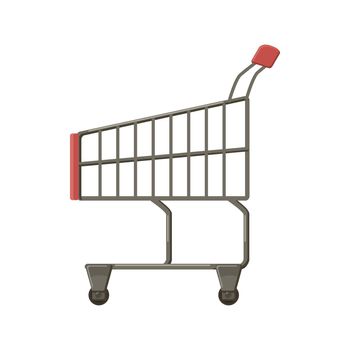 Shopping cart icon in cartoon style on a white background