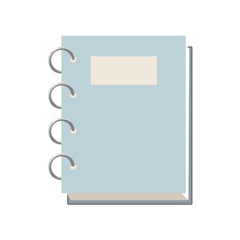 Closed spiral notebook icon in cartoon style on a white background