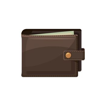 Brown wallet icon in cartoon style on a white background