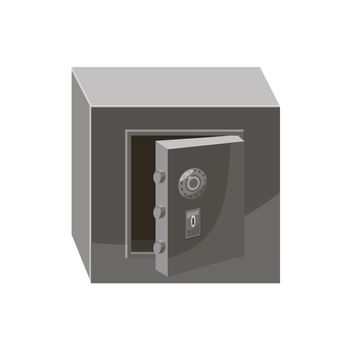 Open security safe icon in cartoon style on a white background
