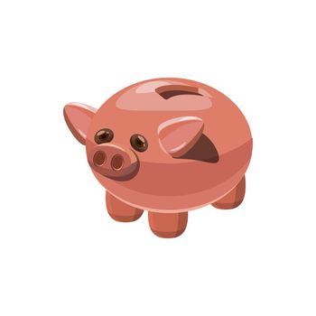 Piggy bank icon in cartoon style on a white background