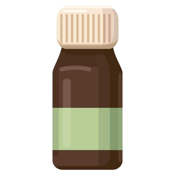 Medicine brown glass bottle icon in cartoon style on a white background