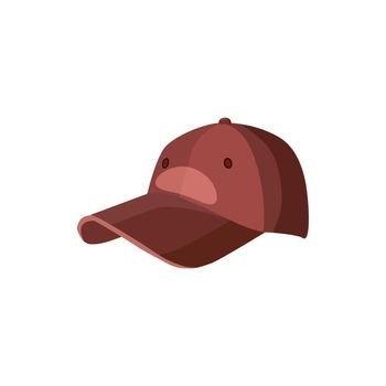 Red baseball hat icon in cartoon style on a white background