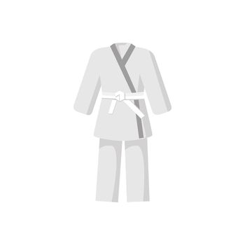 Kimono with martial arts white belt icon in cartoon style on a white background
