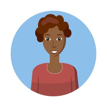 Woman avatar icon in cartoon style isolated on white background. Dark-skinned woman avatar profile picture