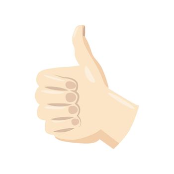 Thumb up icon in cartoon style isolated on white background