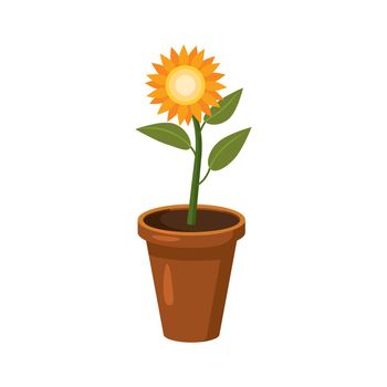 Flower in a pot icon in cartoon style on a white background