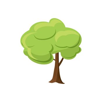 Green tree icon in cartoon style on a white background