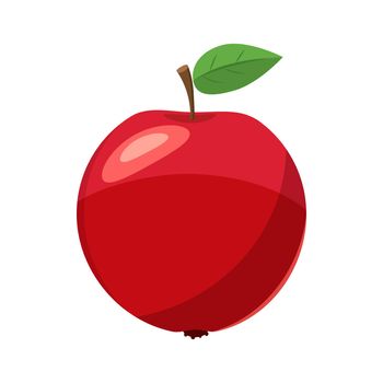 Fresh red apple icon in cartoon style on a white background