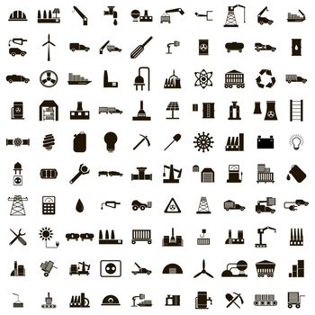 100 Industry icons set isolated on white background