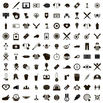 100 Baseball icons set in simple style isolated on white background