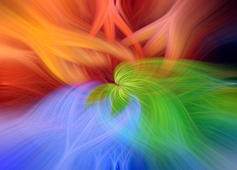 Abstract colorful twisted light fibers. Abstract color background from waving and twisted light fibers.