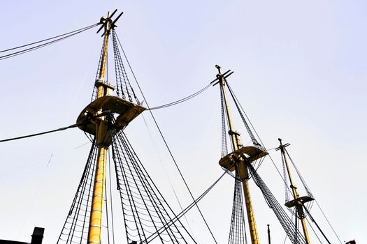 Dom Fernando II e Gloria, an antique frigate of the portuguese navy in Cacilhas port in a sunny day of spring