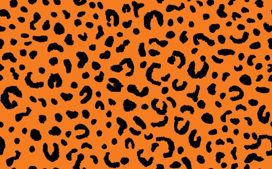 Abstract modern leopard seamless pattern. Animals trendy background. Orange and black decorative vector stock illustration for print, card, postcard, fabric, textile. Modern ornament of stylized skin.