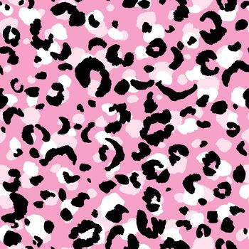 Abstract modern leopard seamless pattern. Animals trendy background. Pink and black decorative vector stock illustration for print, card, postcard, fabric, textile. Modern ornament of stylized skin.