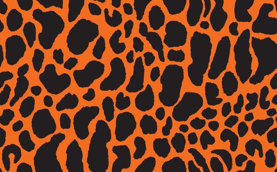 Abstract modern leopard seamless pattern. Animals trendy background. Orange and black decorative vector stock illustration for print, card, postcard, fabric, textile. Modern ornament of stylized skin.