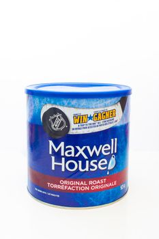 Calgary, Alberta, Canada. April 14, 2021. Maxwell House Original Roast, Fine Grind Coffee, 925g Can on a clear background.