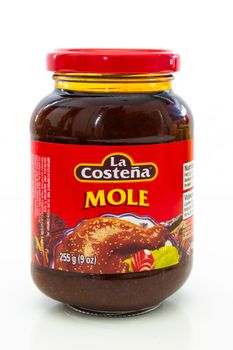 Calgary Alberta, Canada. May 1, 2021. Mole brand la costeña, is a traditional marinade and sauce originally used in Mexican cuisine.