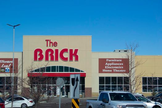 Calgary Alberta, Canada. Oct 17, 2020. The Brick is a Canadian retailer of furniture, mattresses, appliances and home electronics from Edmonton, Alberta, Canada.