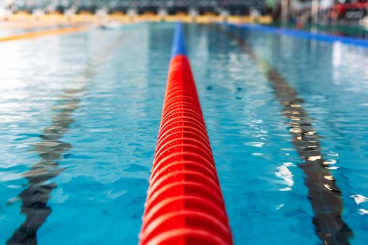 dividing lanes at the swimming stadium.