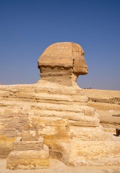 Great Sphinx of Giza, with the Great Pyramid in the background