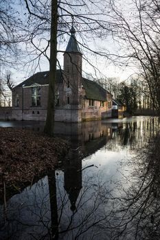 View of medieval castle Soelen in the evening illuminated by the evening sun in wintertime