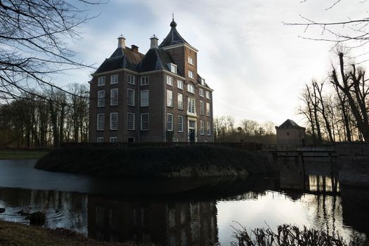 View of medieval castle Soelen in the evening illuminated by the evening sun in wintertime