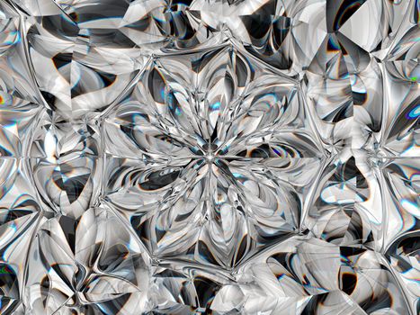 Abstract Gemstone or diamond texture closeup and kaleidoscope. 3d render, 3d illustration